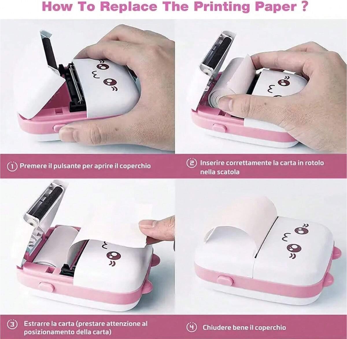 S&E Mini Draagbare Thermische Printer – Inkloze Pocketprinter voor Foto’s, Labels & Notities - Blauw thumbnail 4