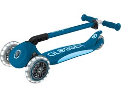 3-Wiel Step - Globber Primo Foldable Plus Lights Petrol Blue - blauw - lichtgevende wielen - vouwbaar - in hoogte verstelbaar - vanaf 3 tot 9 jaar