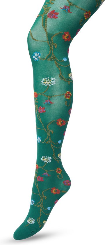 Bonnie Doon Collant Fleurs 80 Deniers Vert Foncé Femme Taille S/M - Imprimé Fleurs - Coutures Lisses - Confort Maximum - Collant Floral - Collant Chique - Festif - Floral - Coloré - Imprimé Floral - Vert Foncé - Vert Trekking - BP221906.4