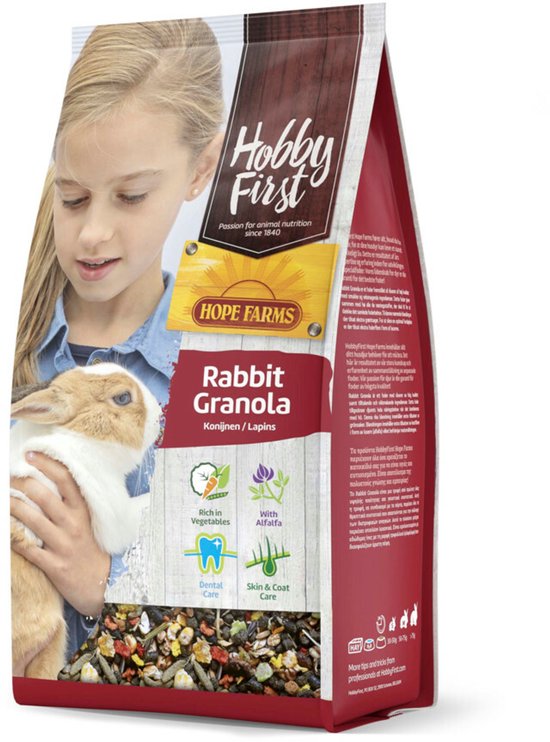 HobbyFirst Hope Farms Konijn Granola - 3 x 2 kg - Voordeelverpakking