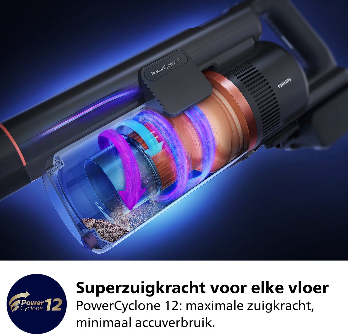 Philips Steelstofzuiger met Dweilfunctie XC7055/01 Aqua - Draadloos en Zonder Zak - Zuigmond met LED Verlichting — afbeelding 4