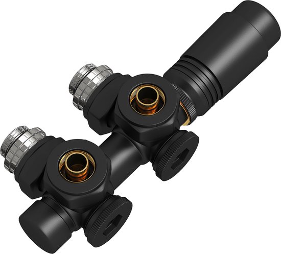 EMKE Radiatorkraan met Thermostaat - 2 in 1 Haaks/Recht Universeel - Midden Aansluitset 1/2" - 16mm