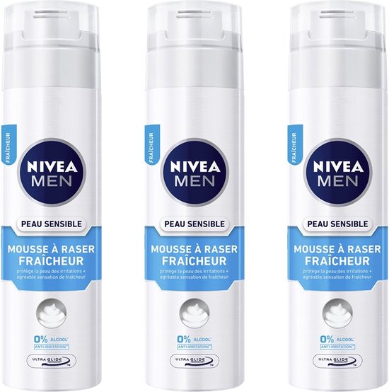Gel de rasage NIVEA MEN - Sensitive Cooling - 3 x 200 ml