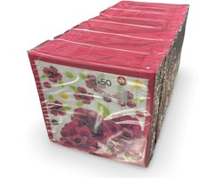 Papieren Tafel diner servetten - Romantic Flower paars bloemen thema - 350 stuks (7 pakjes van 50 stuks) - 33 x 33 cm - 2 laags