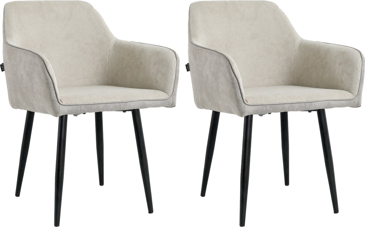 Lina® Tony Eetkamerstoel - Licht Grijs- Set van 2 - Ribstof