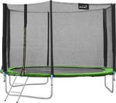 Bol.com Trampoline Ø305 cm met veiligheidsnet ladder en gevoerde stokken Groen tot 150kg HAUKI aanbieding