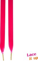 Lacets plats satin luxe - rose fuchsia larges - 120cm avec pins dorés