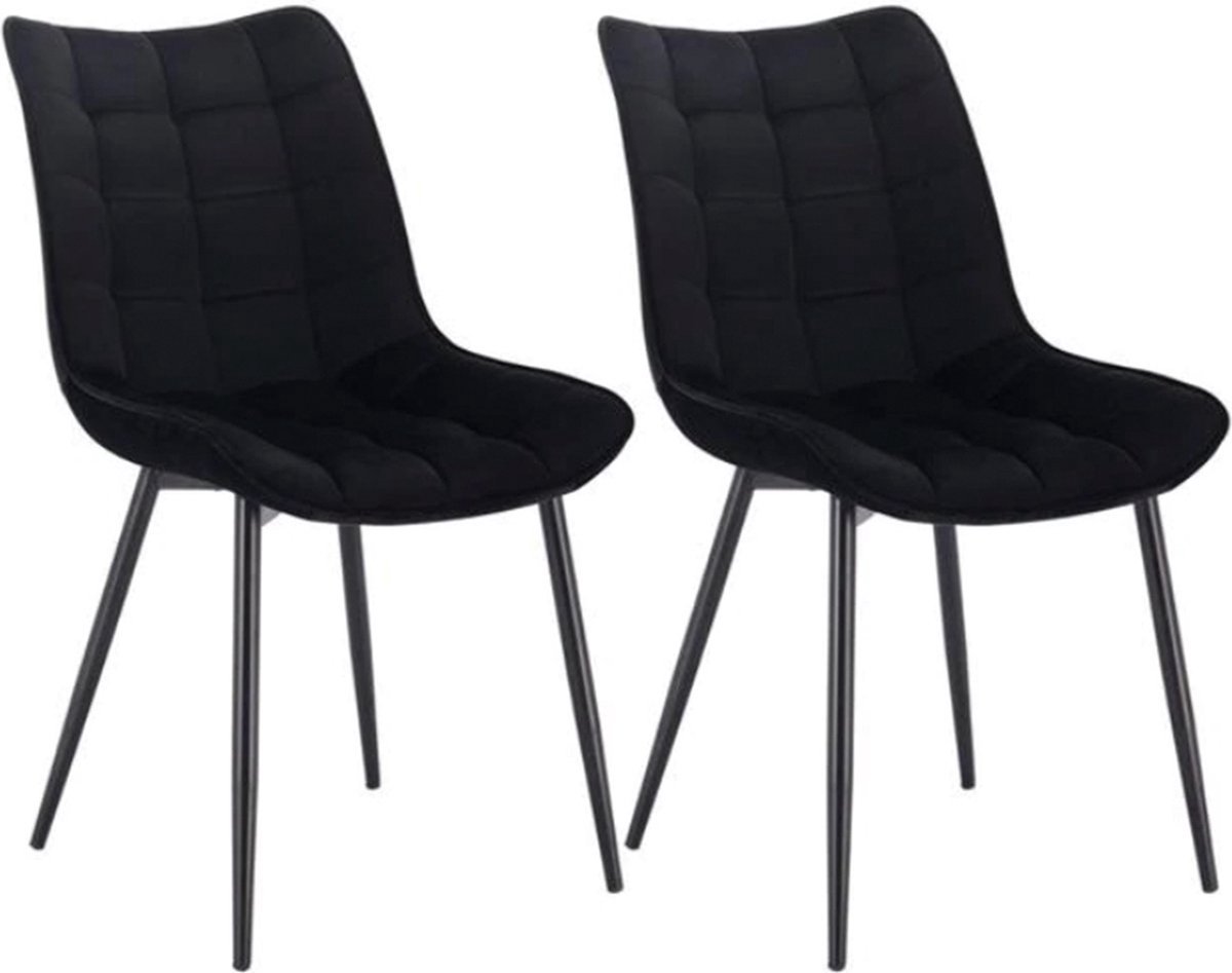 Bolt Edge Luxe Eetkamerstoelen - Zwart Velvet - Kuipstoelen - Set van 2, 4 of 6