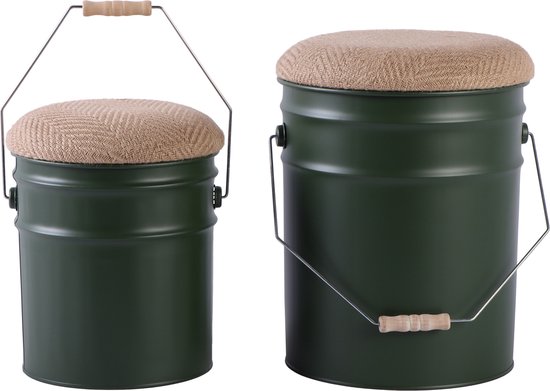 Leitmotiv - Set de tabourets seaux - Vert jungle