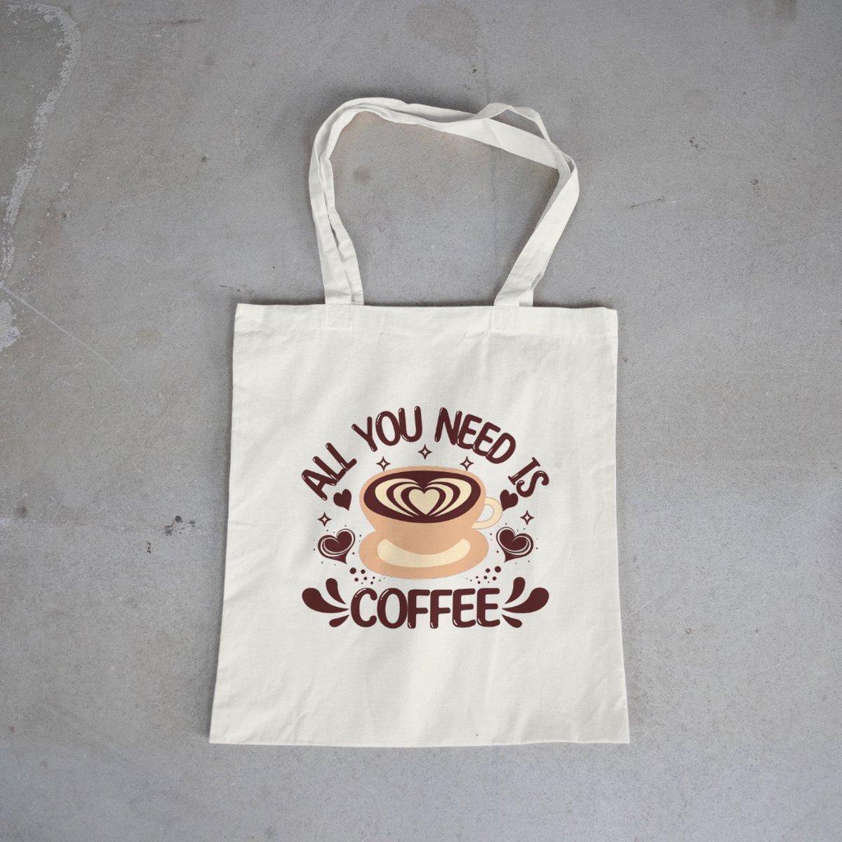 All you need is coffee Tote bag - Totebag - Katoenen tas - Schoudertas - 100% gerecycled katoen - Schoudertassen - Boodschappen tas - Duurzaam - tote bag katoen