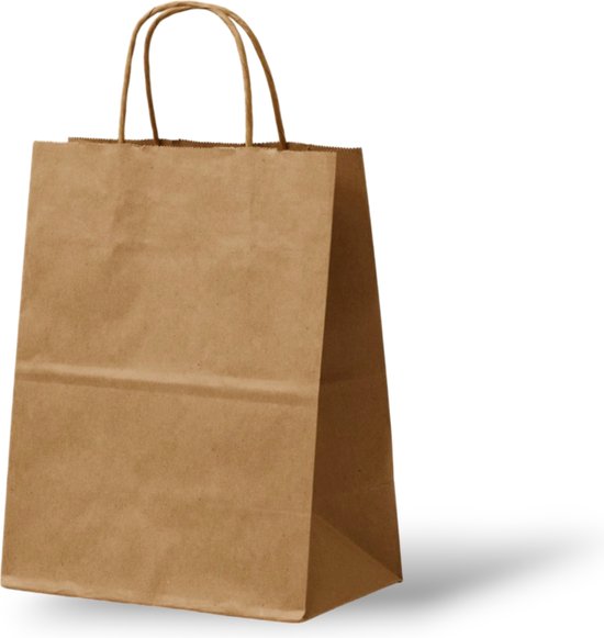Sac en papier (S) - Marron/ Kraft - 18x8x24 cm - Sacs en papier - Sac Kraft - Tassen - Sac cadeau - Papier Kraft Natron de haute qualité - Eco- Idéal pour les cadeaux