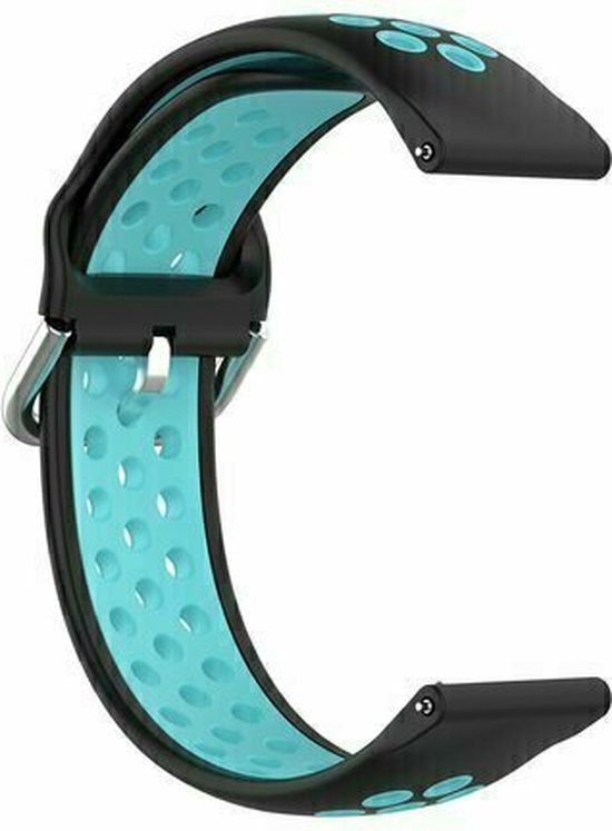 By Qubix 22 mm - Bracelet sport en Siliconen avec boucle - Zwart + bleu - Huawei Watch GT 2 - GT 3 - GT 4 (46 mm) - Huawei Watch GT 2 Pro - GT 3 Pro (46 mm)