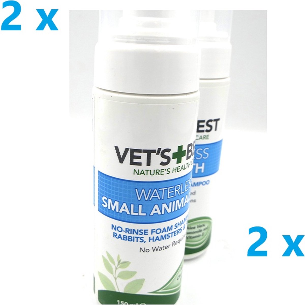 2 X Vets best Small animals waterless no-rinse shampoo 150 ml konijnen, hamsters fretjes, cavia's ...verzorgt, voedt,detangled de vacht