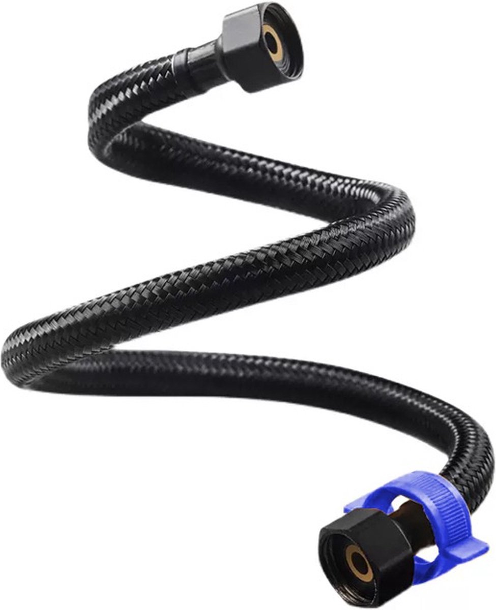 Profielenloods - Aansluitslang flexibel 3/8" x 1/2" zwart 900 mm (90cm)