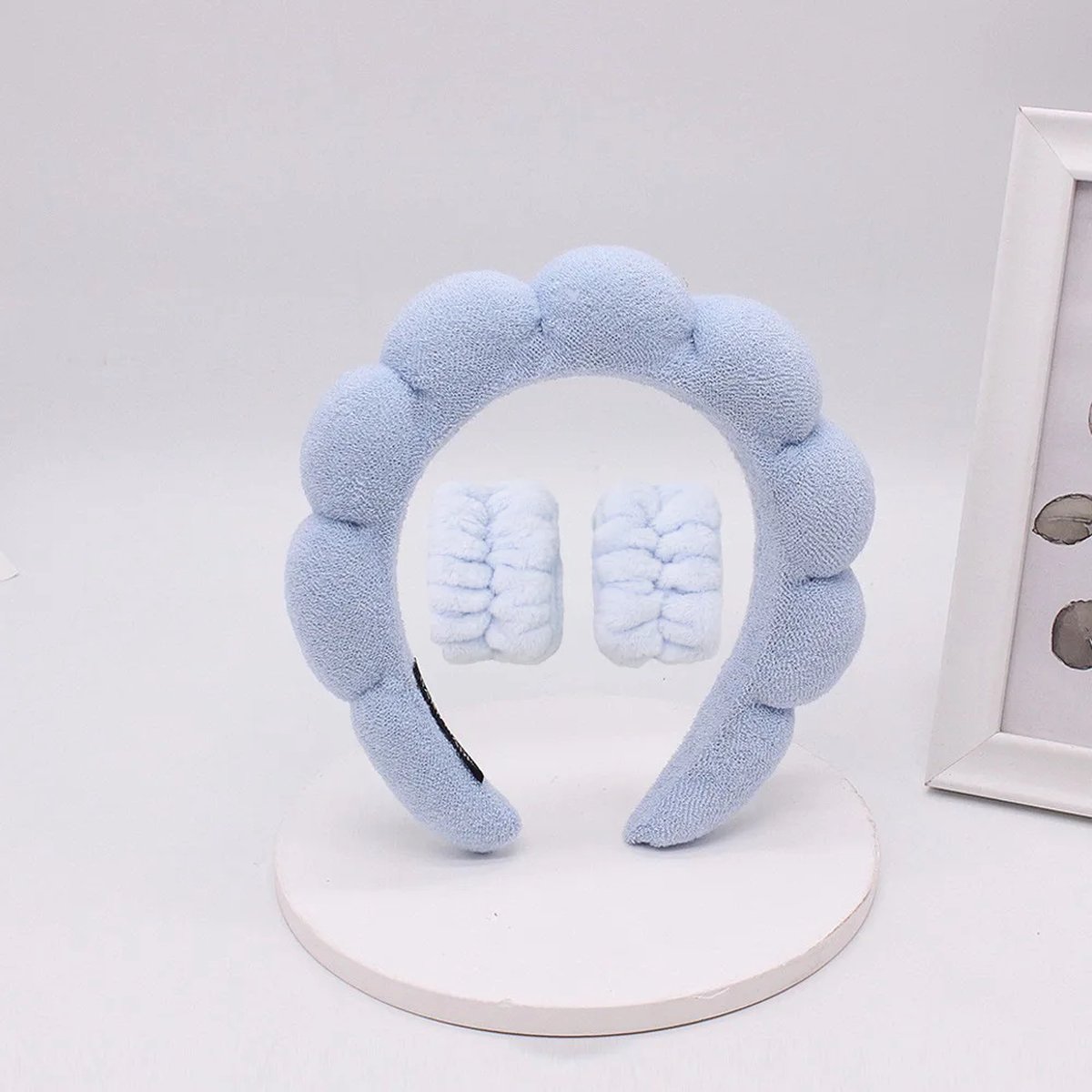 Without Lemon - Waterabsorberende Haarband - Pols Wasband - Spons/badstofmateriaal - Zacht - Make-up, gezichtsreiniging en gezichtsverzorging - Facial Masker - Spa - Kleur: Blauw