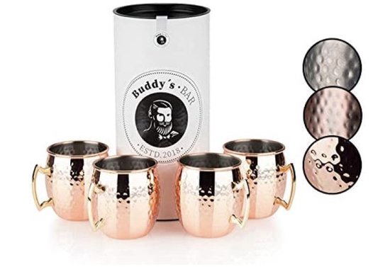 VonShef Set de 2 Tasses Cocktail Moscow Mules 450 ML - Acier Inoxydable