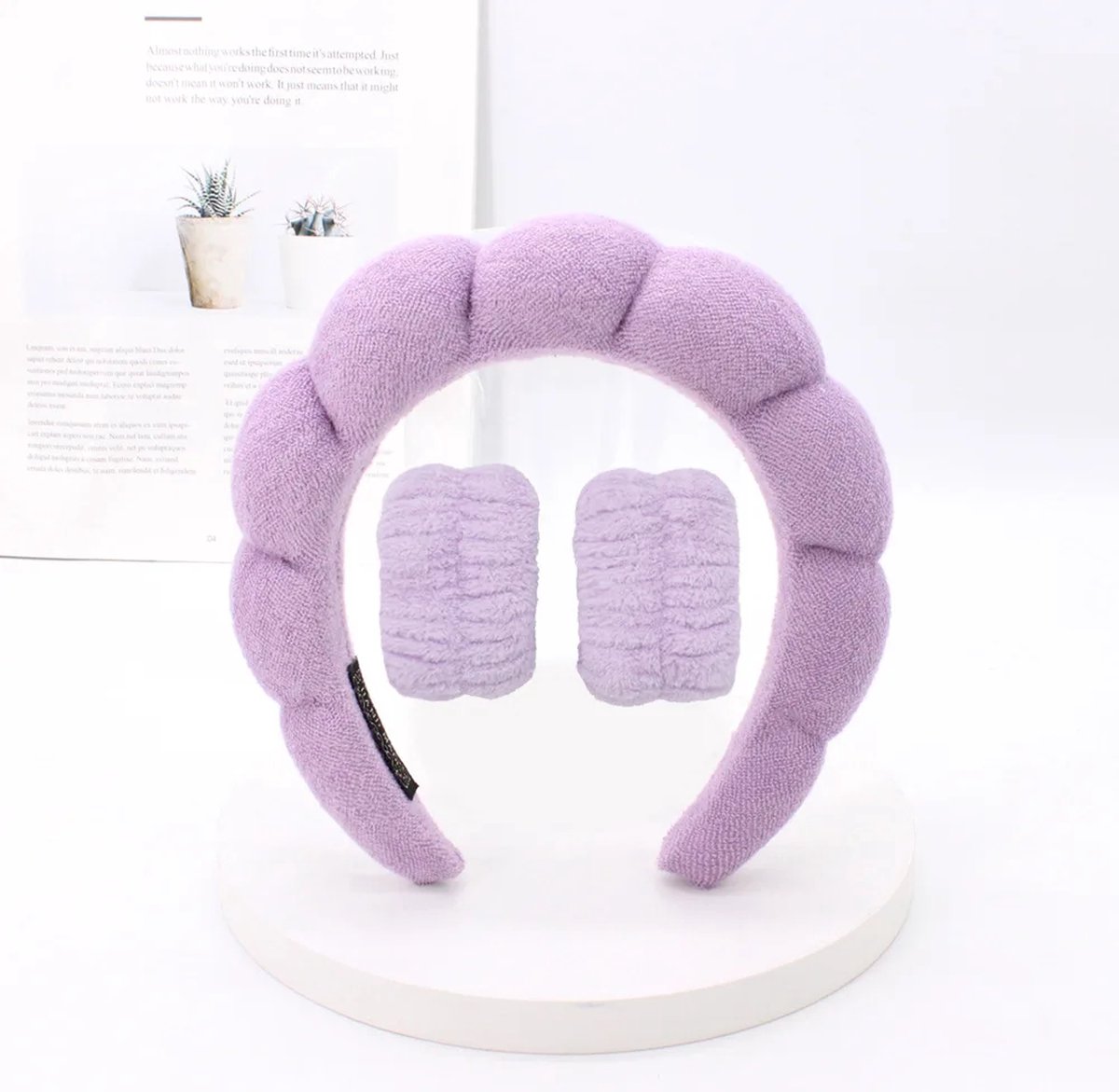 Without Lemon - Waterabsorberende Haarband - Pols Wasband - Spons/badstofmateriaal - Zacht - Make-up, gezichtsreiniging en gezichtsverzorging - Facial Masker - Spa - Kleur: Paars