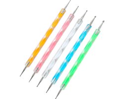 Knaak Dotting Tools Set - 5 Stuks - Multicolor Druppelpen - Nail Art Toolset - Precisie & Creativiteit