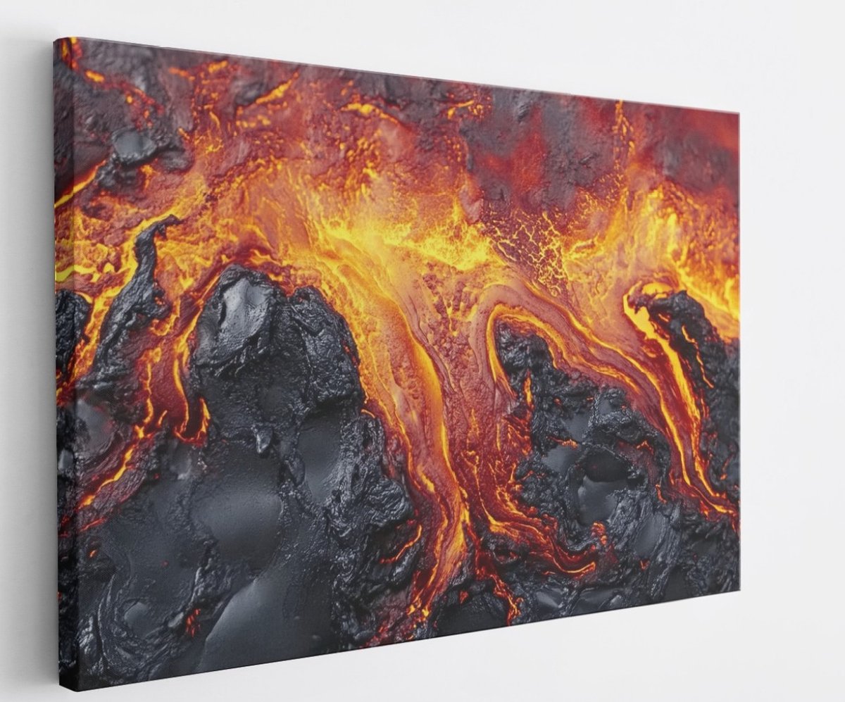 Saammp Canvas Schilderij - Lava - Abstracte wanddecoratie- 40x30 - Foto op canvas - Wanddecoratie - Muurdecoratie Woonkamer - Kantoor Decoratie Multicolor