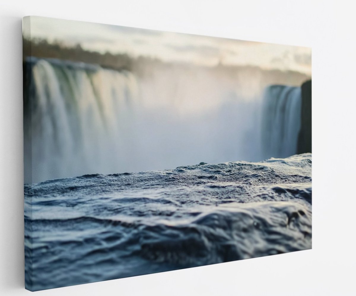 Saammp Canvas Schilderij - Watervallen bij elkaar - Natuur - Landschap - 120x80 - Foto op canvas - Wanddecoratie - Muurdecoratie Woonkamer - Slaapkamer decoratie - Canvas Print Multicolor