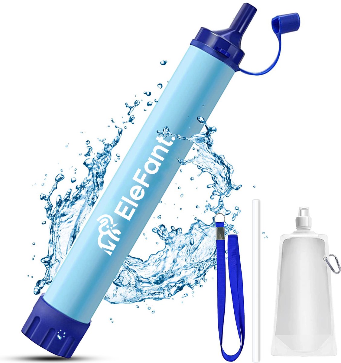 ELEFANT Premium Waterfilter - Draagbaar Waterzuiveringssysteem voor Schoon Drinkwater - Geschikt voor Kamperen, Survival, Reizen, Outdoor Sporten en Noodsituaties