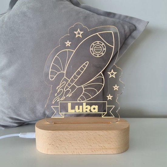 Raketlamp met naam - nachtlamp - ruimte - cadeau - gepersonaliseerd van Merkloos — afbeelding 3