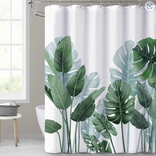 Rideau de douche Floraweg, Rideau de Shower , rideau de bain, rideau de salle de bain, Fleurs, feuilles et plantes, impression numérique - Anti-moisissure - Comprend 12 anneaux - Imperméable - Lavable - Polyester - 180x200 cm