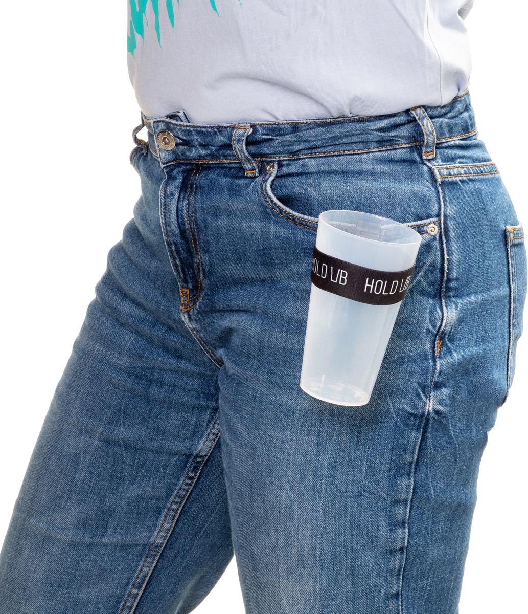 Hold Ub 2.0 - Bekerhouder festival - Cupholder - Cupkeeper - Elastische band - Zwart