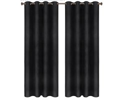 Gordijnen - Set van 2 - Zwart - Verduisterend - Fluweel - 140x225cm