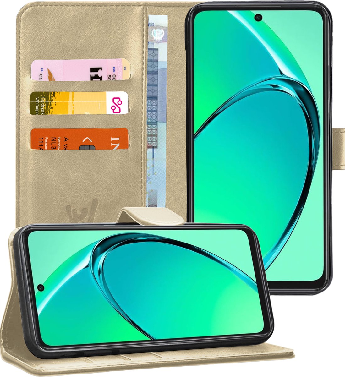 Hoesje geschikt voor Oppo A40 / A40m / A60 - Portemonnee Book Case Goud