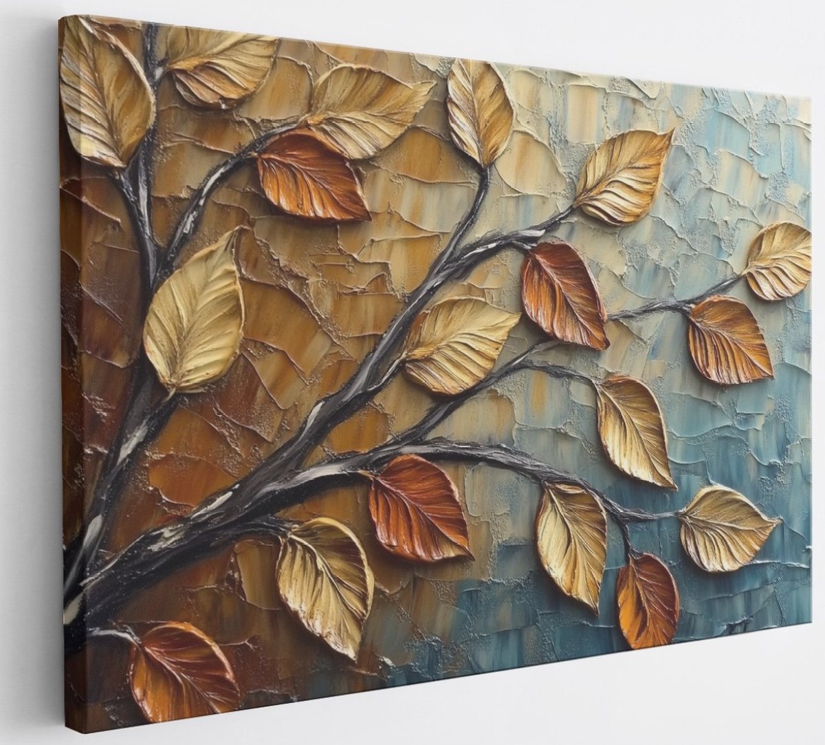 Saammp Canvas Schilderij - Herfst bladeren - Abstract - 30x20 - Foto op canvas - Wanddecoratie - Muurdecoratie Woonkamer - Slaapkamer decoratie - Canvas Print Multicolor