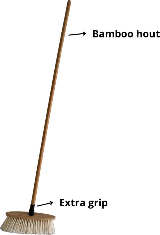 Kamerbezem - Veegborstel met steel voor binnen - Veegborstel - Kamerveger - zachte bezem met steel voor binnen & buiten - Bezemkop 30 cm - Bezemsteel 120 cm - Beige — afbeelding 4
