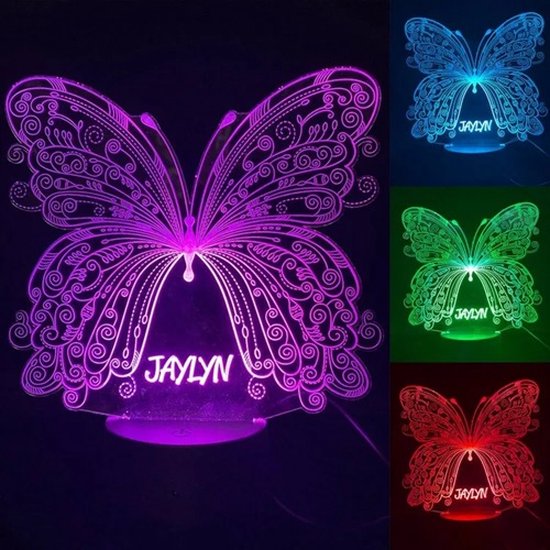 Vlinder lamp met naam - lamp - cadeau - gepesonaliseerd - slaapkamer van Merkloos — afbeelding 3