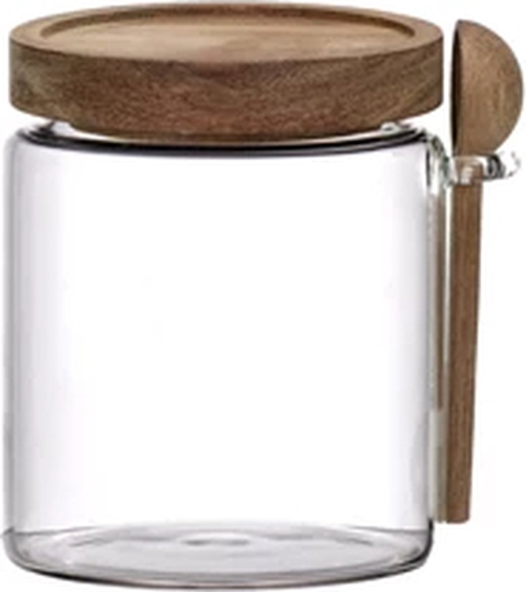 Pomax Tribu glazen voorraaddoos met houten deksel en lepel D10cm H12cm