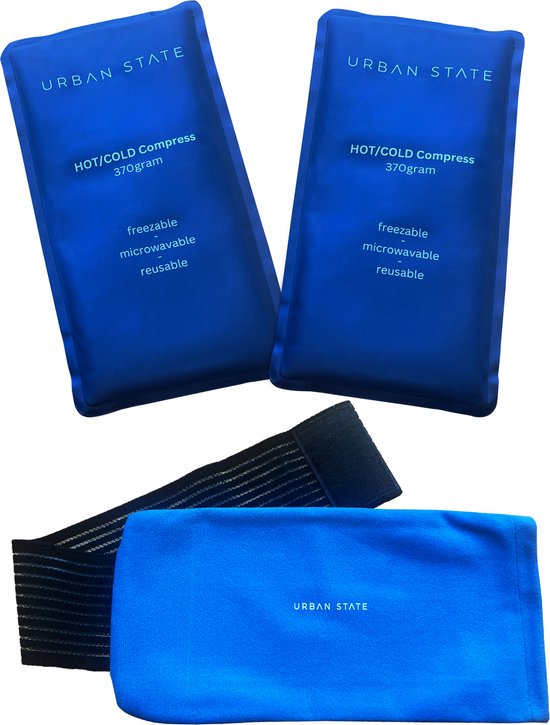 Urban State - Icepack - Coolpack met houder - Hot Coldpack - 2 gelpacks met elastische band - warm en koud kompres
