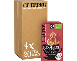 Clipper Thee Rooibos Orange - sinaasappel infusie biologisch en fairtrade - 4 x 20 stuks
