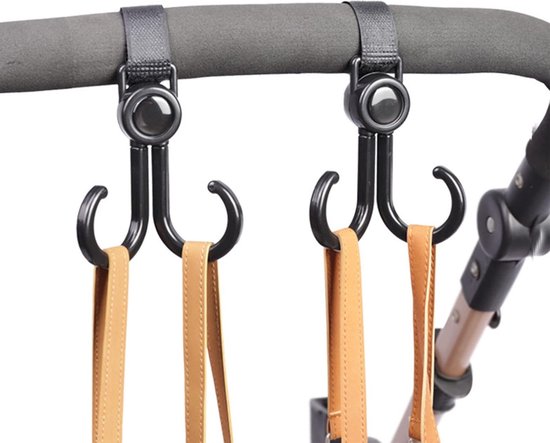 Clord Kinderwagenhaken met Klittenband – 2 Stuks