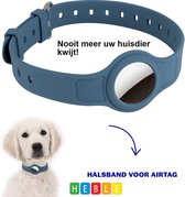 Hondenhalsband Airtag I Tracken geschikt voor Apple AirTag | Blauw | Perfect voor Puppy's I Air Tag van Heble®