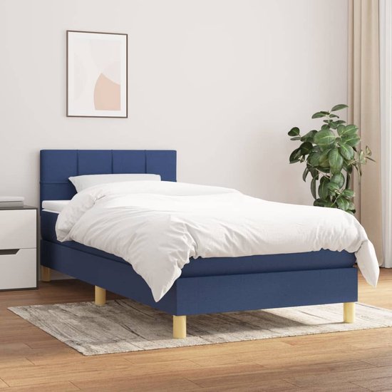 The Living Store Boxspring Bed - Pocketvering 100x200 - Blauw