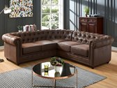 Hoekbank CHESTERFIELD van microvezel met verouderde look L 220 cm x H 74 cm x D 220 cm