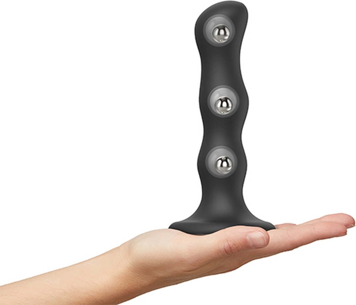 Goedkoopste Strap-On-Me - Geisha Balls - Dildo Met 3 Roterende Balletjes - Zwart - Maat XL