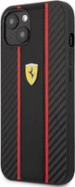 Ferrari Stripe Carbon Back Case - Geschikt voor Apple iPhone 14 (6.1") - Zwart