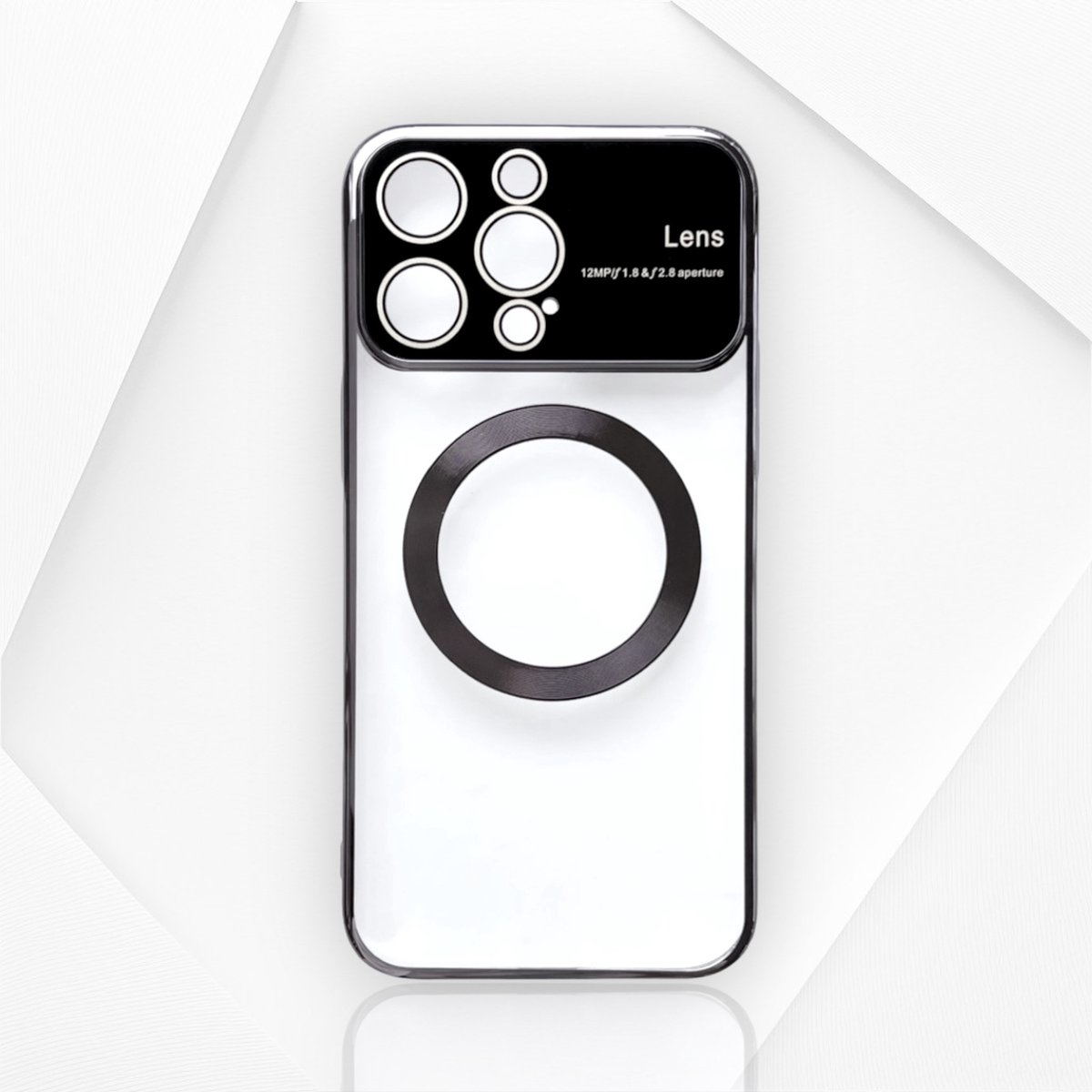 iPhone 15 Pro Luxe Zwarte Hoesje - MagSafe Case met Camera Bescherming - Ultieme Lens Bescherming Backcover - Luxe Stevig Hoesje van Premium Kwaliteit.