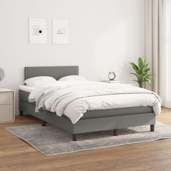 The Living Store Boxspringbed - Pocketvering matras - Middelharde ondersteuning - Huidvriendelijk topmatras - Donkergrijs - 203 x 120 x 78/88 cm - The Living Store