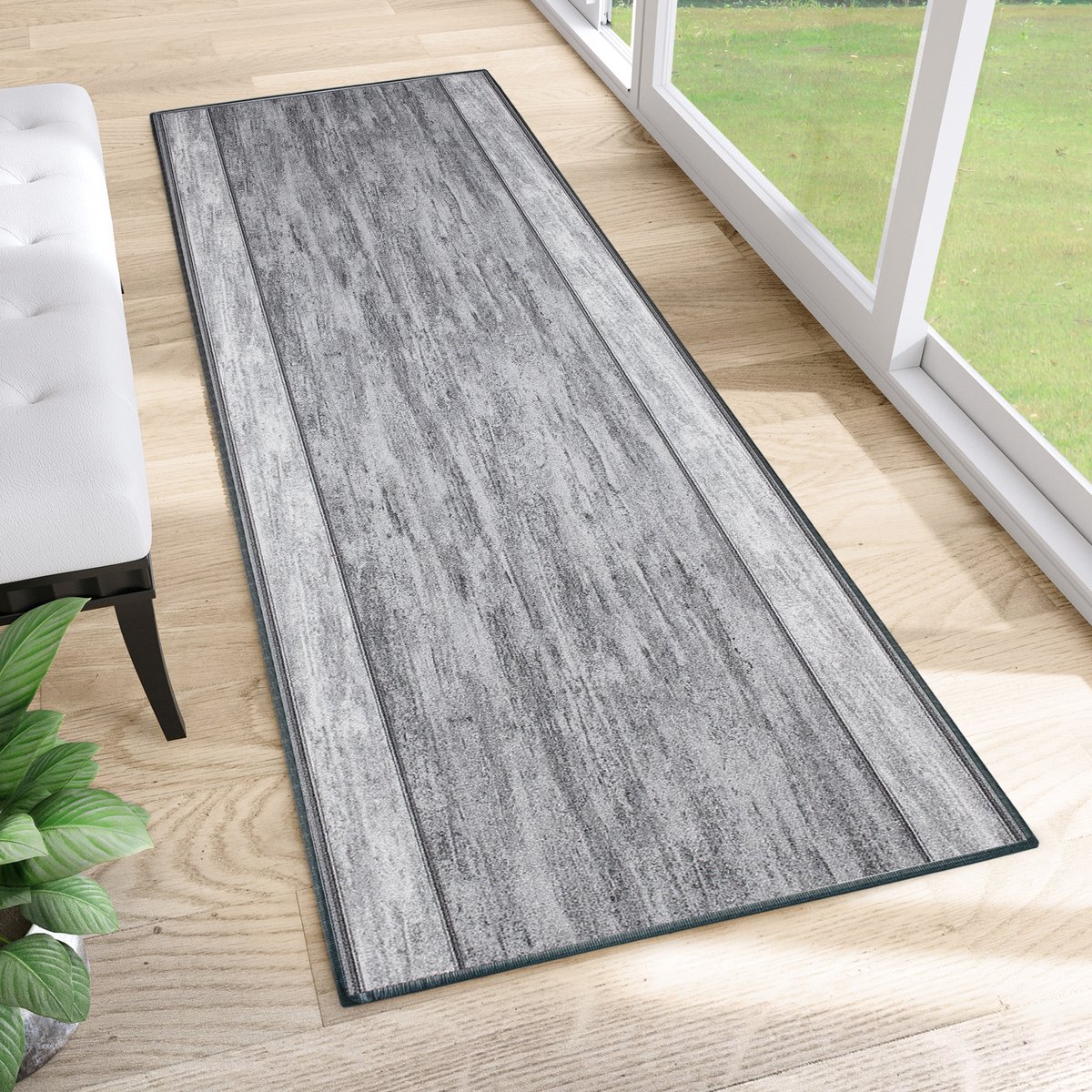 Tapiso Antislip Rubber Vloerkleed Grijs Gang Rubbermat Tapijt Maat- 80x1300
