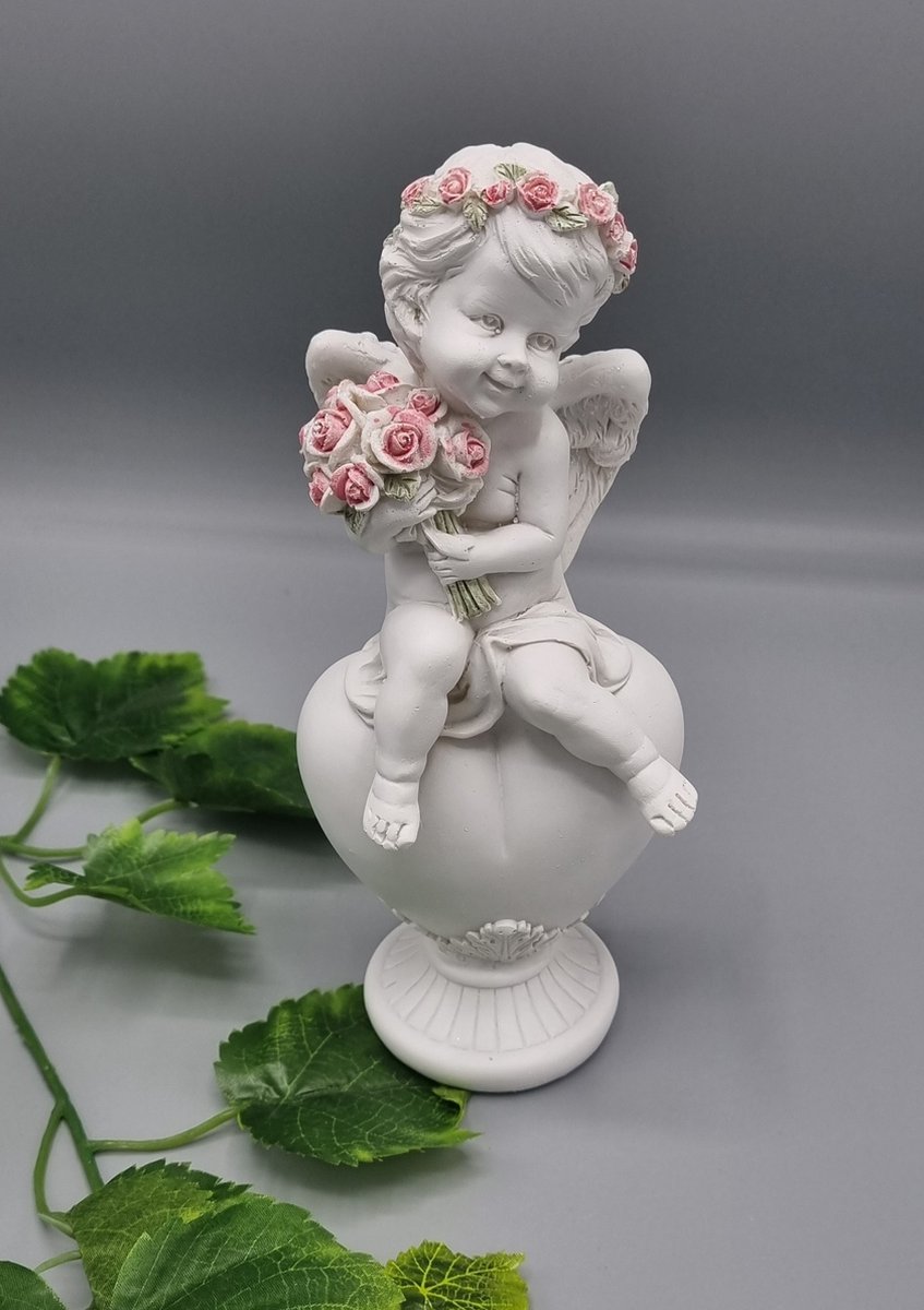 Engel - Pollystone - 13/20/NUS - Hart - Roosjes - Grafdecoratie