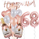 68 Jaar Verjaardag Cijferballon 68 - Feestpakket Snoes Ballonnen Pop The Bottles - Rose White Versiering