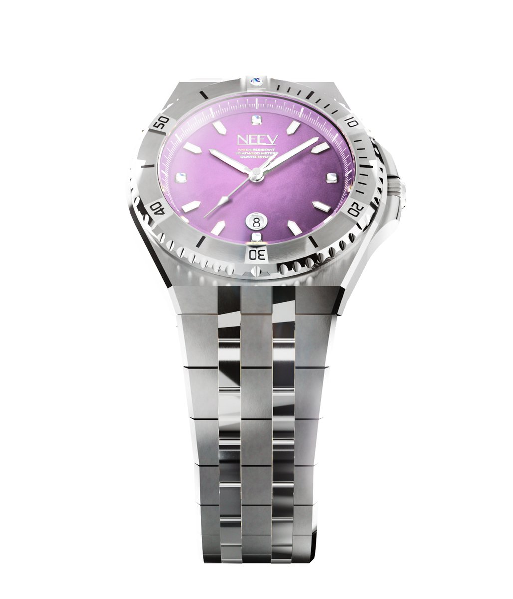NEEV - Dames Horloge - Ø34 mm - Yara- Roze Parelmoer Wijzerplaat - Staal - Stainless Steel - Sieraden - Quartz- Horloge