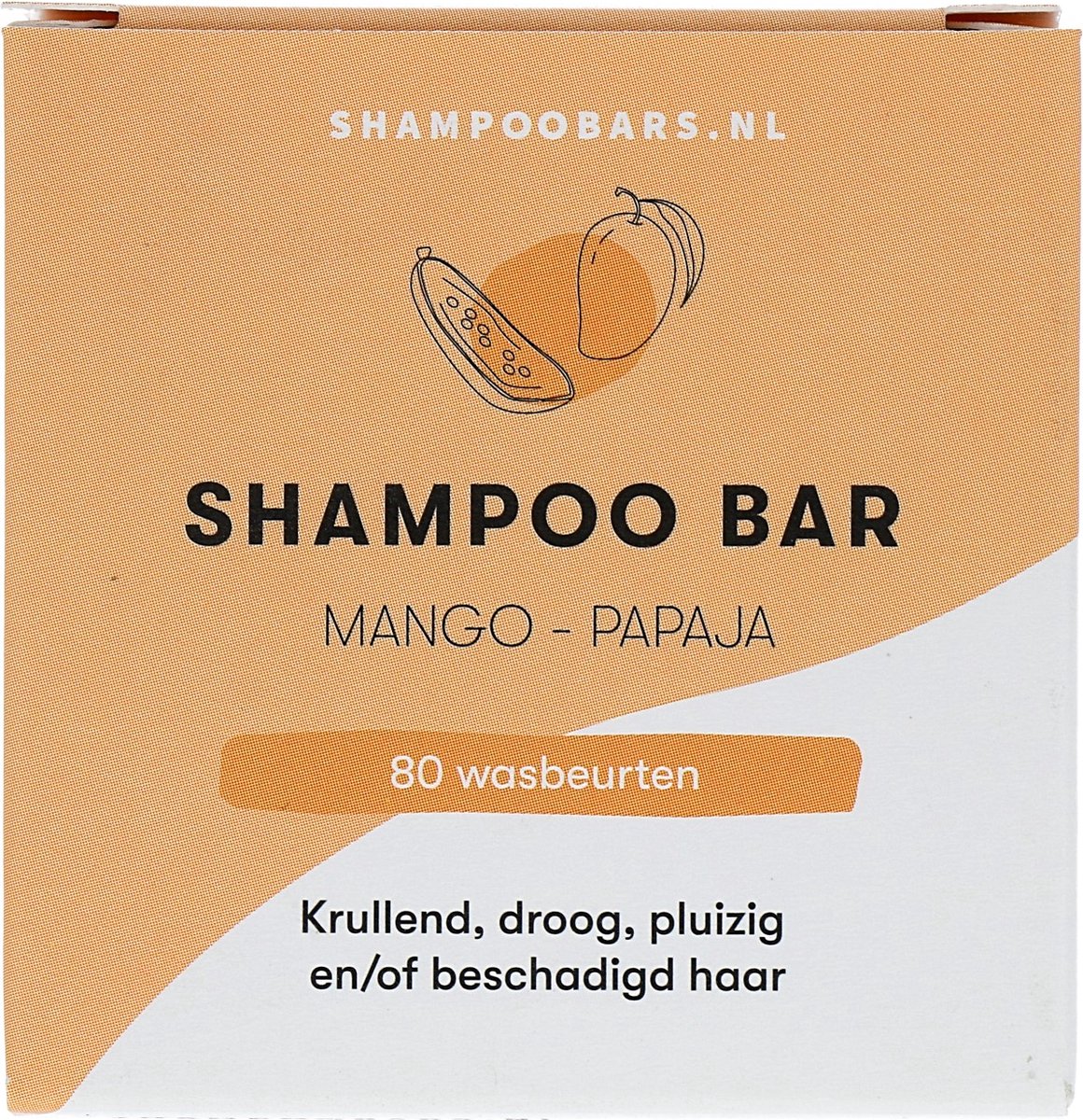 Shampoo Bar Mango Papaja | Handgemaakt in Nederland | SLS- & SLES-vrij | Dierproefvrij | Ideaal voor krullend haar | Zeer geschikt voor een droge hoofdhuid | 100% biologisch afbreekbare verpakking