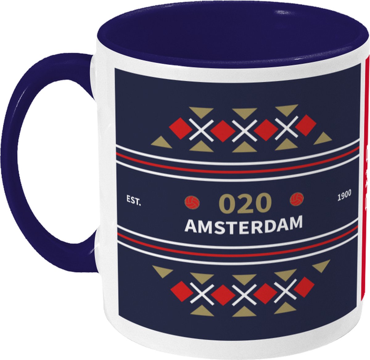 Ajax Mok - Abstract 020 - Koffiemok - Amsterdam - 020 - Voetbal - Beker - Koffiebeker - Theemok - Blauw - Limited Edition